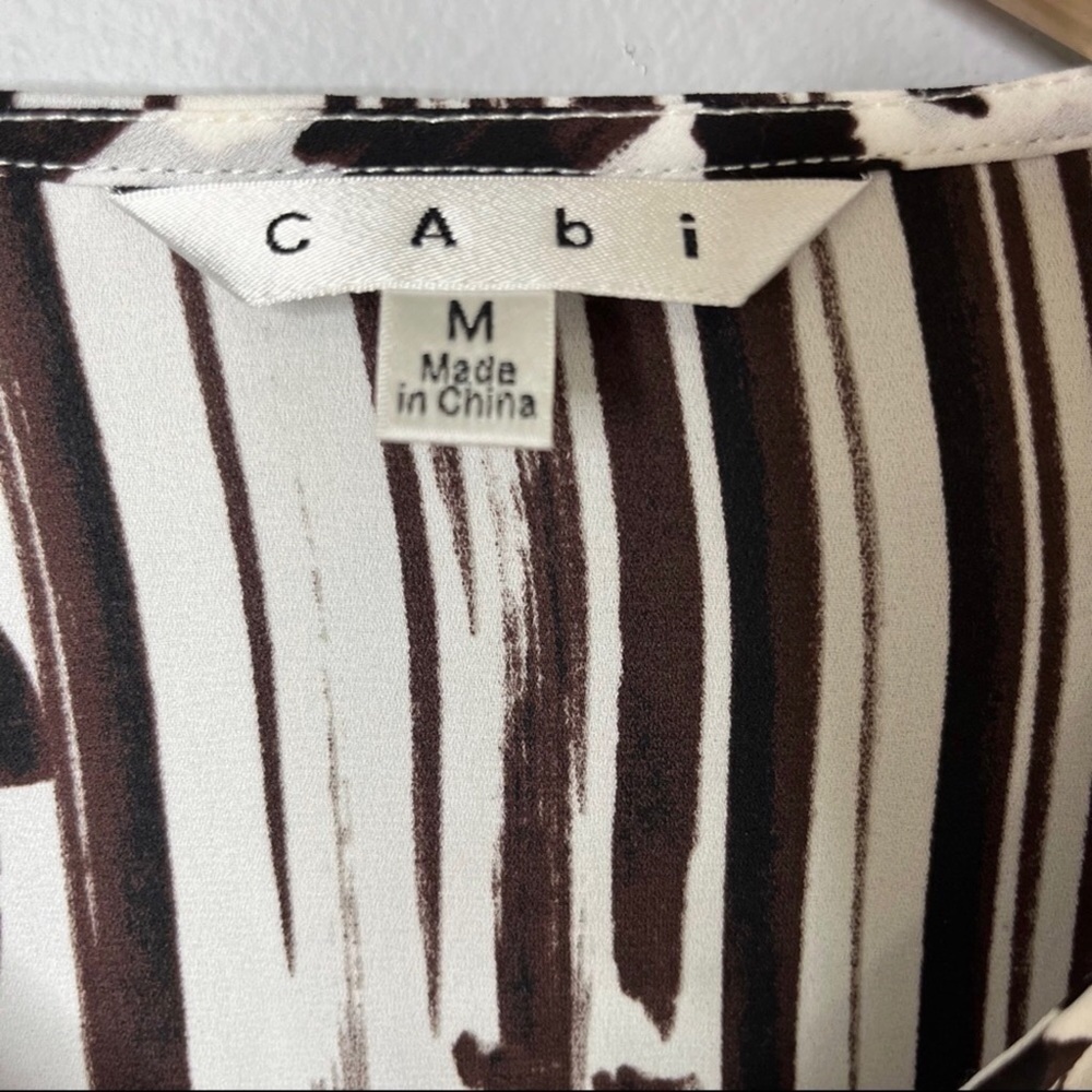 CAbi Skin Safari Animal Print Faux Wrap Blouse Size Medium Style 509 Long Sleeve - Picture 6 of 8